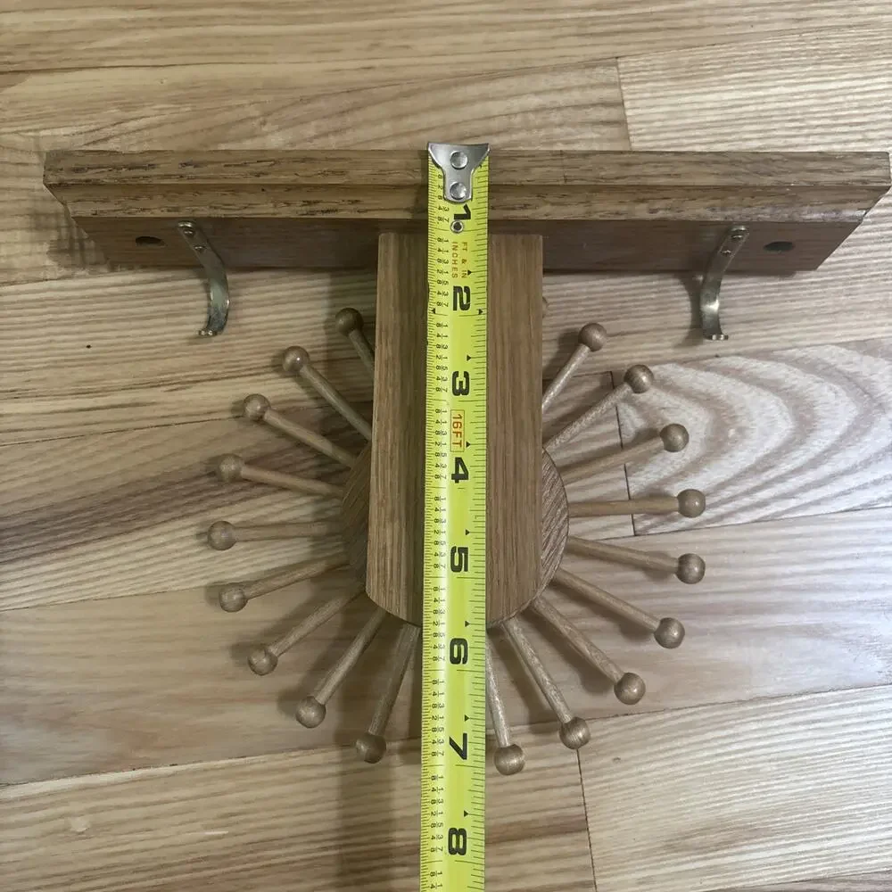 Vintage Wooden Tie Rack Organizer Spinning Rotating With Hooks Rare MCM Stylish!